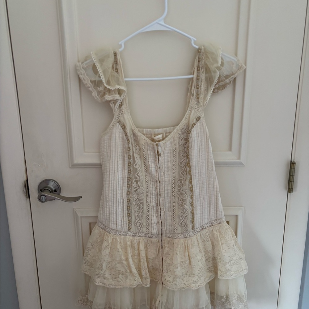 LoveShackFancy Smocked Drop Waist Mini Dress